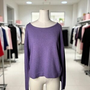 TALULA -Purple Knit Round Knit Cropped Sweater 
Viscose, Angora Blend & Cashmere